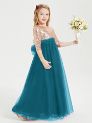 Sparkling Sequined Junior Bridesmaids Gown Ink Blue