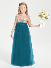 Sparkling Sequined Junior Bridesmaids Gown Ink Blue