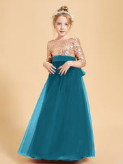 Sparkling Sequined Junior Bridesmaids Gown Ink Blue