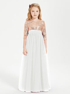 Sparkling Sequined Junior Bridesmaids Gown Ivory