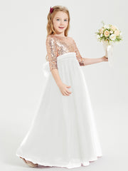 Sparkling Sequined Junior Bridesmaids Gown Ivory