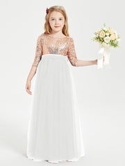 Sparkling Sequined Junior Bridesmaids Gown Ivory