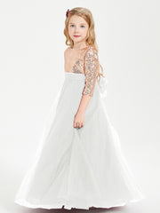 Sparkling Sequined Junior Bridesmaids Gown Ivory
