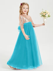 Sparkling Sequined Junior Bridesmaids Gown Jade