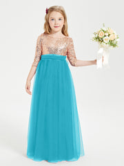 Sparkling Sequined Junior Bridesmaids Gown Jade
