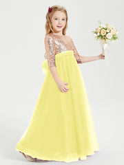 Sparkling Sequined Junior Bridesmaids Gown Lemon