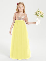 Sparkling Sequined Junior Bridesmaids Gown Lemon