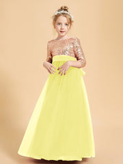 Sparkling Sequined Junior Bridesmaids Gown Lemon