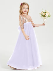 Sparkling Sequined Junior Bridesmaids Gown Lilac