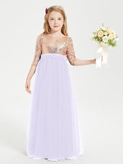 Sparkling Sequined Junior Bridesmaids Gown Lilac