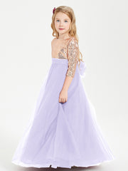 Sparkling Sequined Junior Bridesmaids Gown Lilac