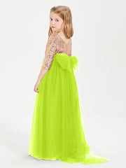 Sparkling Sequined Junior Bridesmaids Gown Lime Green