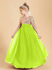 Sparkling Sequined Junior Bridesmaids Gown Lime Green