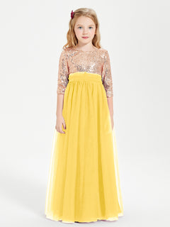 Sparkling Sequined Junior Bridesmaids Gown Marigold