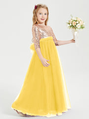 Sparkling Sequined Junior Bridesmaids Gown Marigold