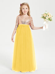 Sparkling Sequined Junior Bridesmaids Gown Marigold