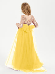 Sparkling Sequined Junior Bridesmaids Gown Marigold