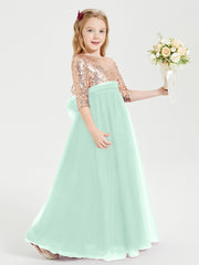 Sparkling Sequined Junior Bridesmaids Gown Mint Green