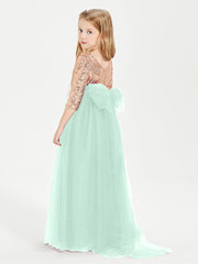 Sparkling Sequined Junior Bridesmaids Gown Mint Green
