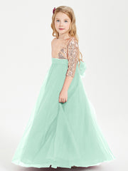 Sparkling Sequined Junior Bridesmaids Gown Mint Green