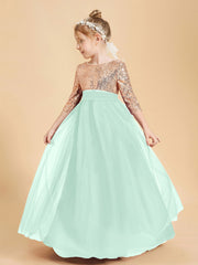 Sparkling Sequined Junior Bridesmaids Gown Mint Green