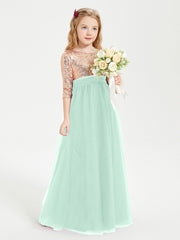 Sparkling Sequined Junior Bridesmaids Gown Mint Green