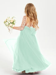 Sparkling Sequined Junior Bridesmaids Gown Mint Green