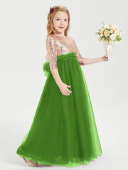 Sparkling Sequined Junior Bridesmaids Gown Moss