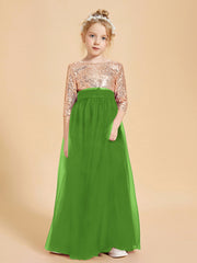 Sparkling Sequined Junior Bridesmaids Gown Moss