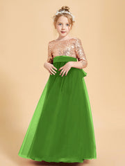 Sparkling Sequined Junior Bridesmaids Gown Moss