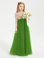 Sparkling Sequined Junior Bridesmaids Gown Moss