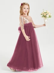 Sparkling Sequined Junior Bridesmaids Gown Mulberry