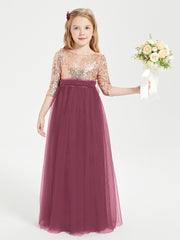 Sparkling Sequined Junior Bridesmaids Gown Mulberry