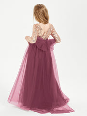 Sparkling Sequined Junior Bridesmaids Gown Mulberry