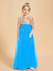 Sparkling Sequined Junior Bridesmaids Gown Ocean Blue