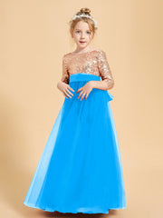 Sparkling Sequined Junior Bridesmaids Gown Ocean Blue