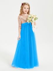Sparkling Sequined Junior Bridesmaids Gown Ocean Blue