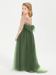 Sparkling Sequined Junior Bridesmaids Gown Olive Green