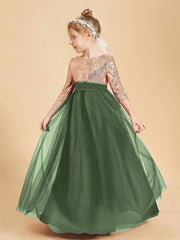Sparkling Sequined Junior Bridesmaids Gown Olive Green