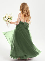 Sparkling Sequined Junior Bridesmaids Gown Olive Green