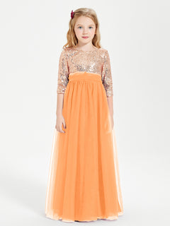 Sparkling Sequined Junior Bridesmaids Gown Orange