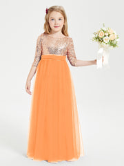 Sparkling Sequined Junior Bridesmaids Gown Orange