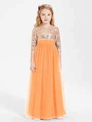 Sparkling Sequined Junior Bridesmaids Gown Orange