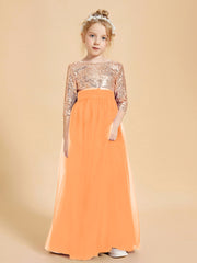 Sparkling Sequined Junior Bridesmaids Gown Orange