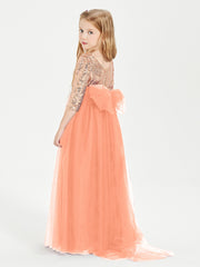 Sparkling Sequined Junior Bridesmaids Gown Papaya