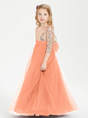 Sparkling Sequined Junior Bridesmaids Gown Papaya