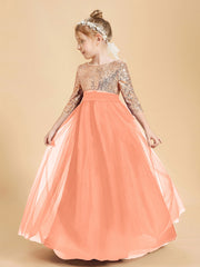 Sparkling Sequined Junior Bridesmaids Gown Papaya