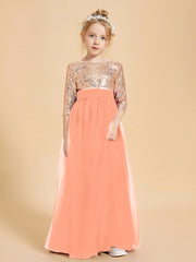 Sparkling Sequined Junior Bridesmaids Gown Papaya