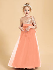 Sparkling Sequined Junior Bridesmaids Gown Papaya