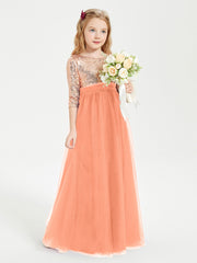 Sparkling Sequined Junior Bridesmaids Gown Papaya